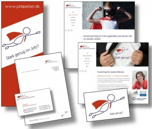 Die Markenbildnerei, München: Logo, CD, Geschäftsausstattung, Website Jutta Pelzer, Coaching für starke Männer